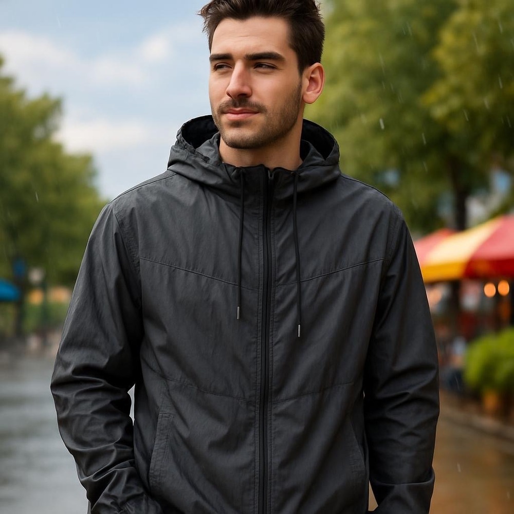 Tek‎ Gear Mens Windbreaker Jacket Mineral Black MT23V200RS Small NWT